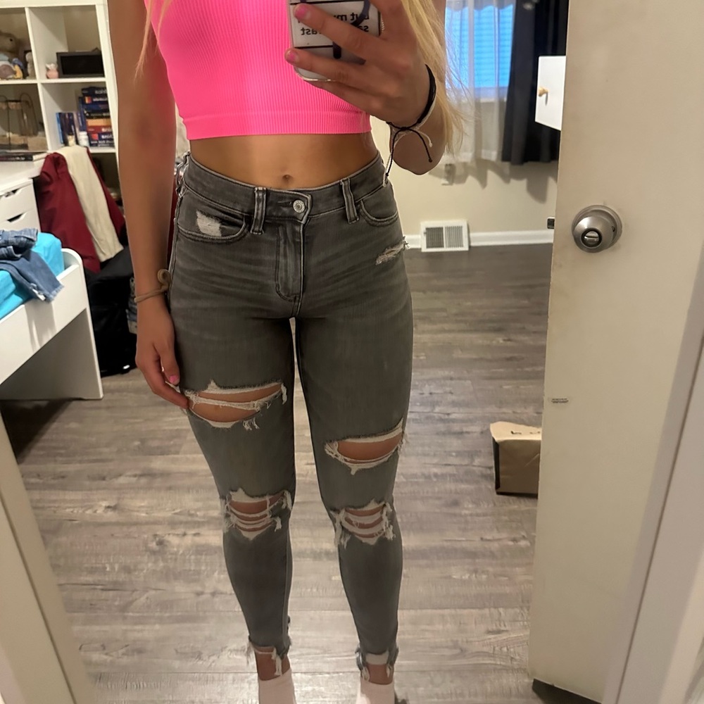 grey wash american eagle jeans